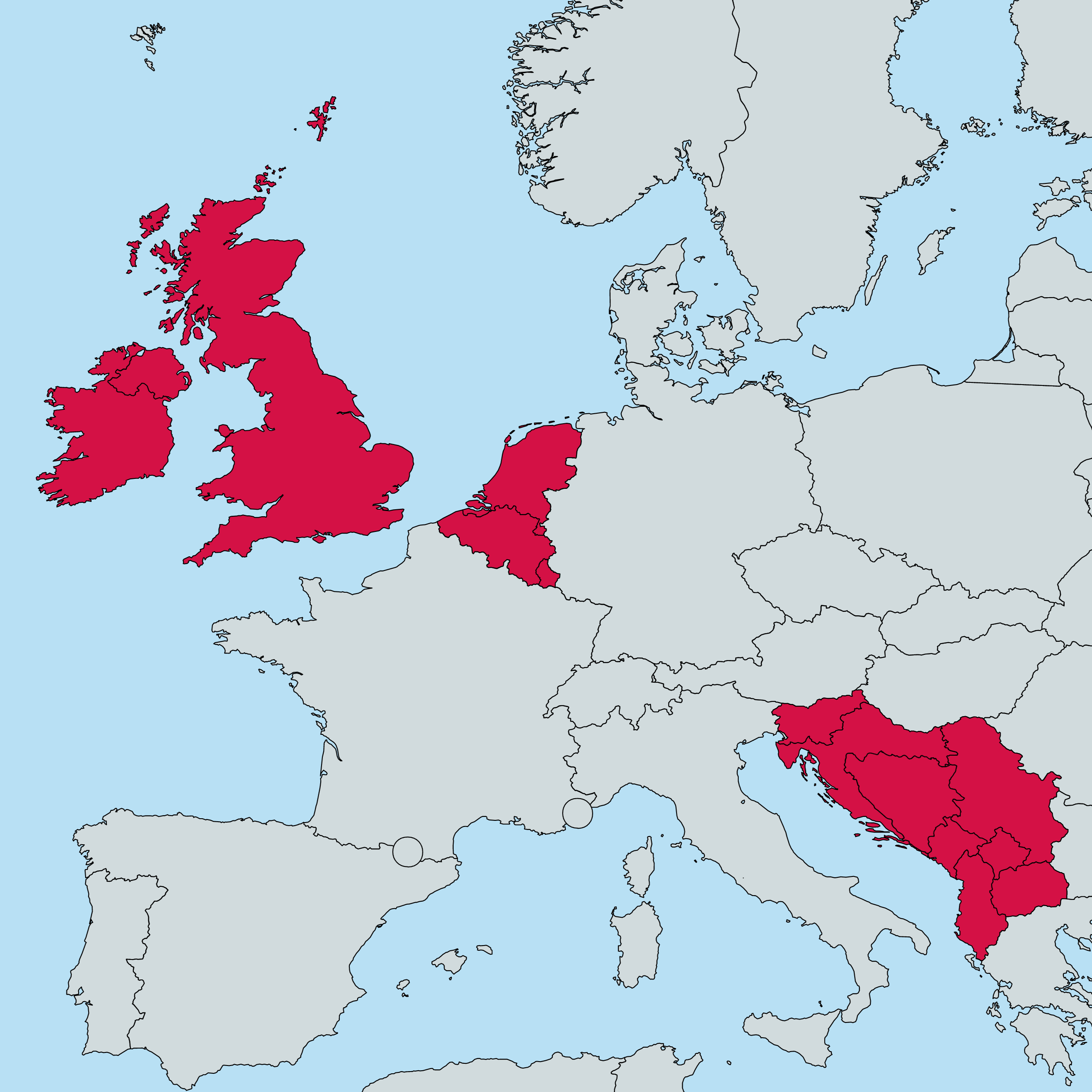 Mapa držav kamor vozimo